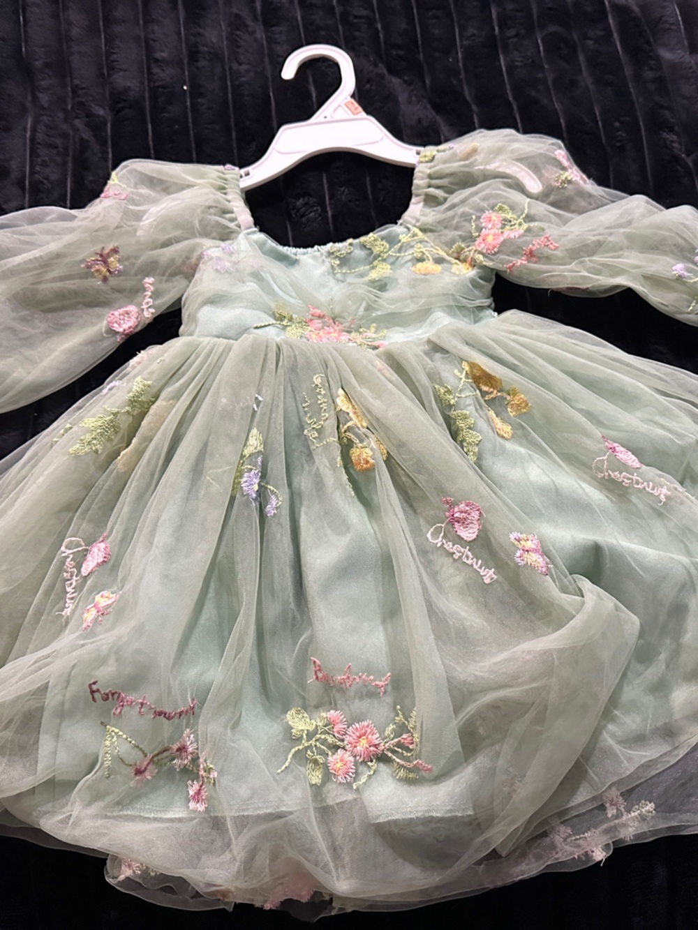 Amazon Sage Green Embroidered Tulle Party Dress for Girls